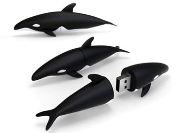 Capacidad real del PVC del delfín de la forma de la historieta de memoria USB de memoria USB suave de la simulación