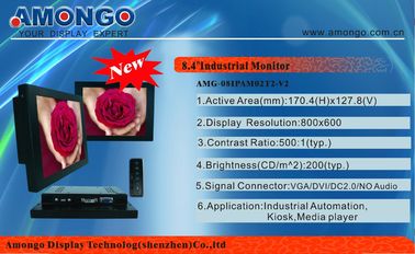 8.4” 270cd / m² SVGA LCD Monitor, Iron Front Panel, Black Industrial Touchscreen Monitor